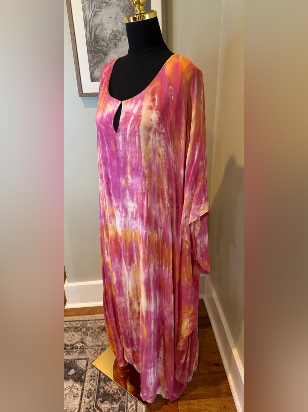 NWT Young Fabulous & Broke Tie Dye Bubble Hem Caftan Maxi Dress